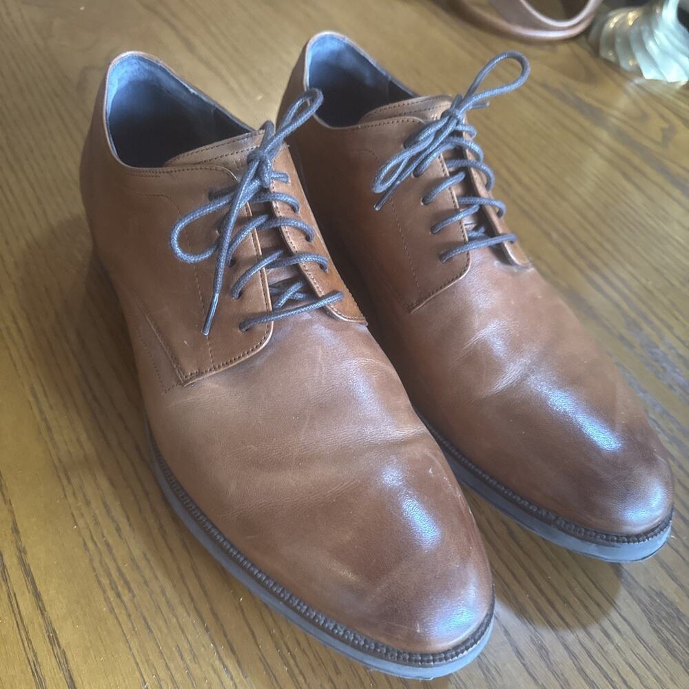 Cole Haan Grand Plain Toe Oxford Brown Leather Dress Shoes 10.5M